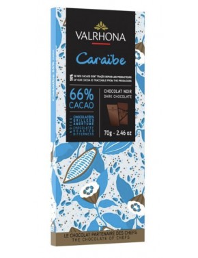 Tablette de chocolat noir CARAIBE 66% VALRHONA 70 g