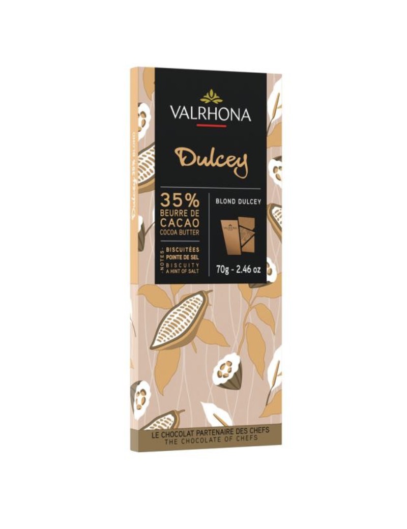 Tablette de chocolat DULCEY pointe de sel 35% VALRHONA 70 g
